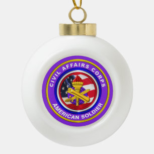 Proud Army Civil Affairs Veteran Ceramic Ball Christmas Ornament
