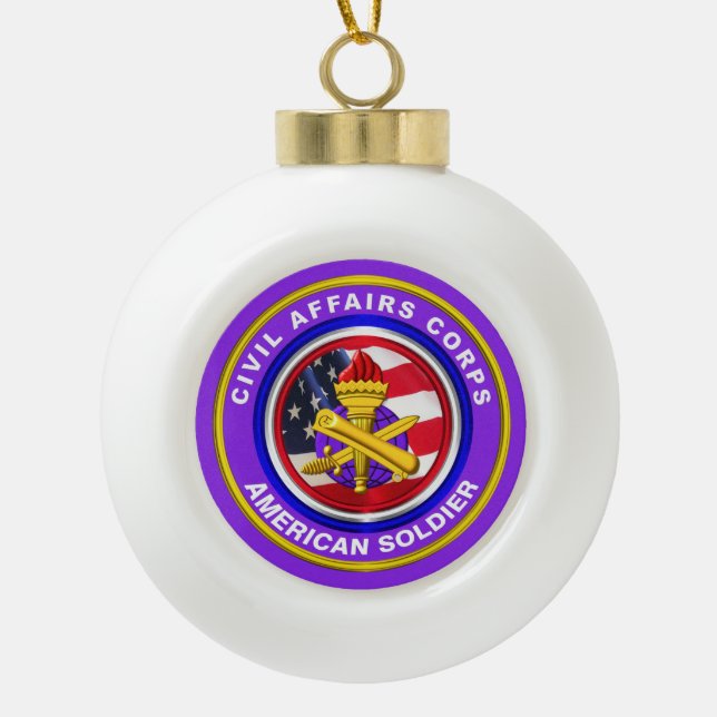 Proud Army Civil Affairs Veteran Ceramic Ball Christmas Ornament (Front)