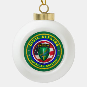 Proud Army Civil Affairs Veteran Ceramic Ball Christmas Ornament