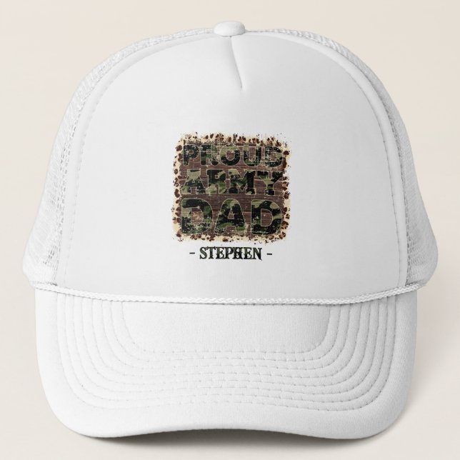 Proud Army Dad – Bold Camouflage Trucker Hat (Front)