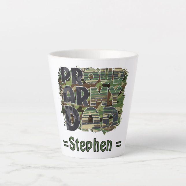 Proud Army Dad Camouflage Design Latte Mug (Front)