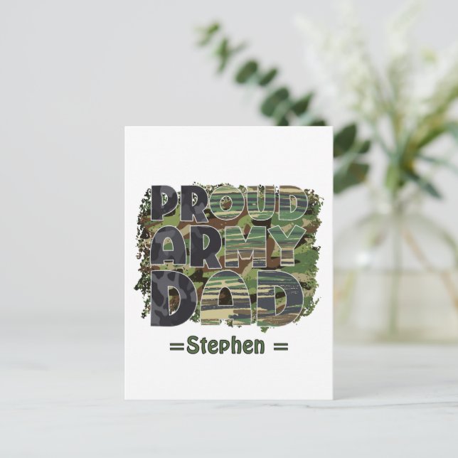 Proud Army Dad Camouflage Design Postcard (Standing Front)