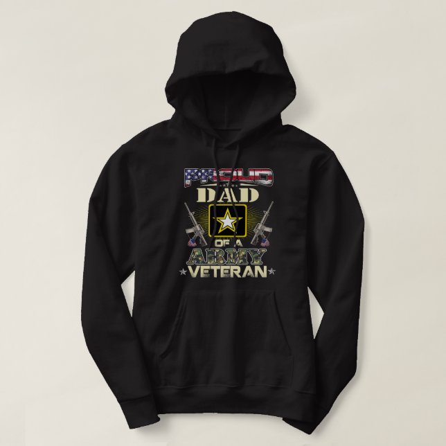 Proud Army Dad Veteran USA Flag Gifts For Fathers  Hoodie (Design Front)