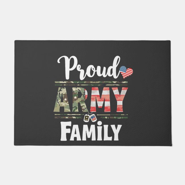 Proud Army Family American Patriotic Veteran Day  Doormat (Front)