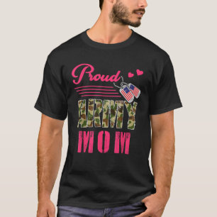 Proud Army Mum Military Camouflage Dog Tag Mother  T-Shirt