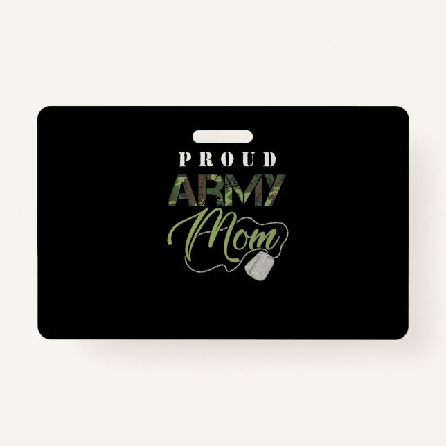 Proud Army Mum Shirt | Cute Military Mama T-shirt ID Badge (Front)