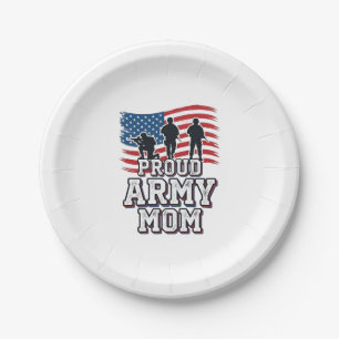 Proud Army Mum Vintage Patriotic Military Shirt_1 Paper Plate