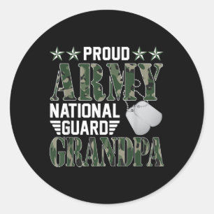 Proud Army National Guard Grandpa Military Family  Classic Round Sticker