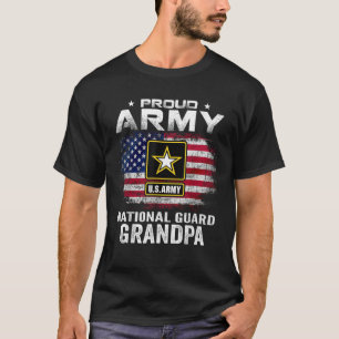 Proud Army National Guard Grandpa With American Fl T-Shirt