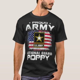 Proud Army National Guard Poppy With American Flag T-Shirt