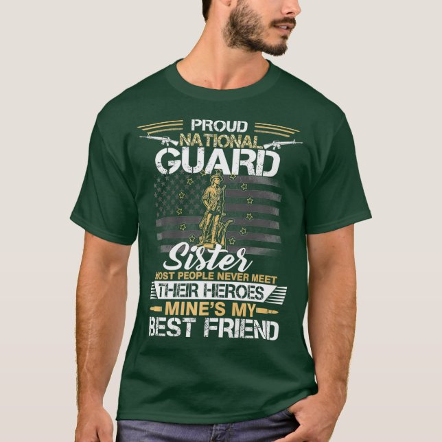 Proud Army National Guard Sister Flag  US T-Shirt (Front)