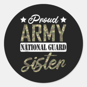 Proud Army National Guard Sister Military Family V Classic Round Sticker