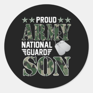Proud Army National Guard Son Military Family Vete Classic Round Sticker