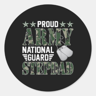 Proud Army National Guard Stepdad Military Family  Classic Round Sticker