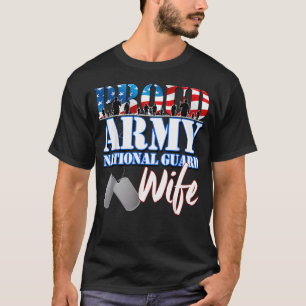 Proud Army National Guard Wife Dog Tag Flag T-Shirt