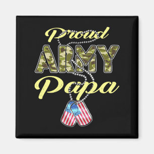 Proud Army Papa Flag Camo Dog Tags Pride Military Magnet