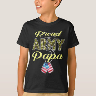 Proud Army Papa Flag Camo Dog Tags Pride Military T-Shirt