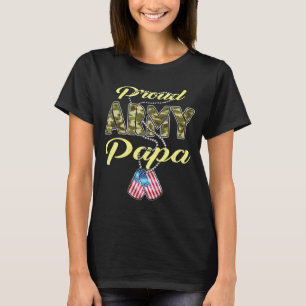 Proud Army Papa Flag Camo Dog Tags Pride Military T-Shirt
