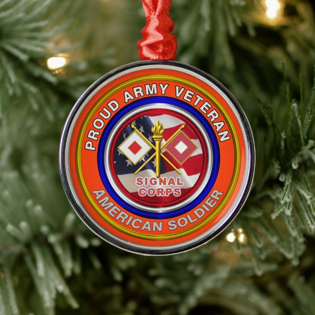 Proud Army Signal Corps Veteran Christmas Metal Tree Decoration (Tree)