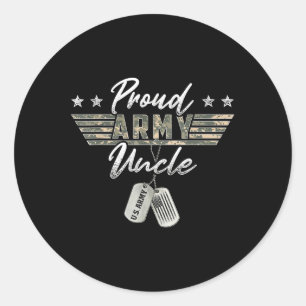 Proud Army Uncle American Veteran Military Classic Round Sticker