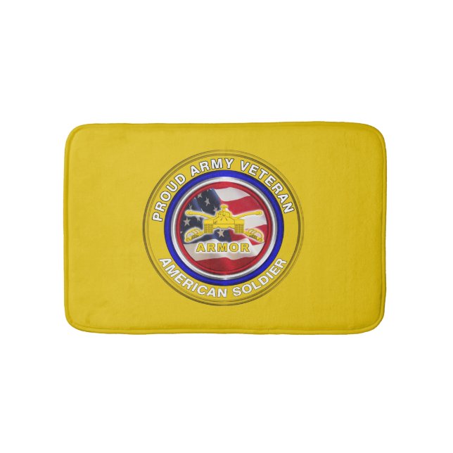 Proud Army Veteran Armour Soldier Bath Mat (Front)