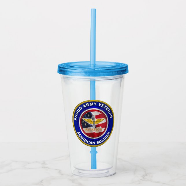 Proud Army Veteran Aviation Soldier Acrylic Tumbler (Front)