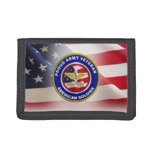 Proud Army Veteran Aviation USA Flag Trifold Wallet