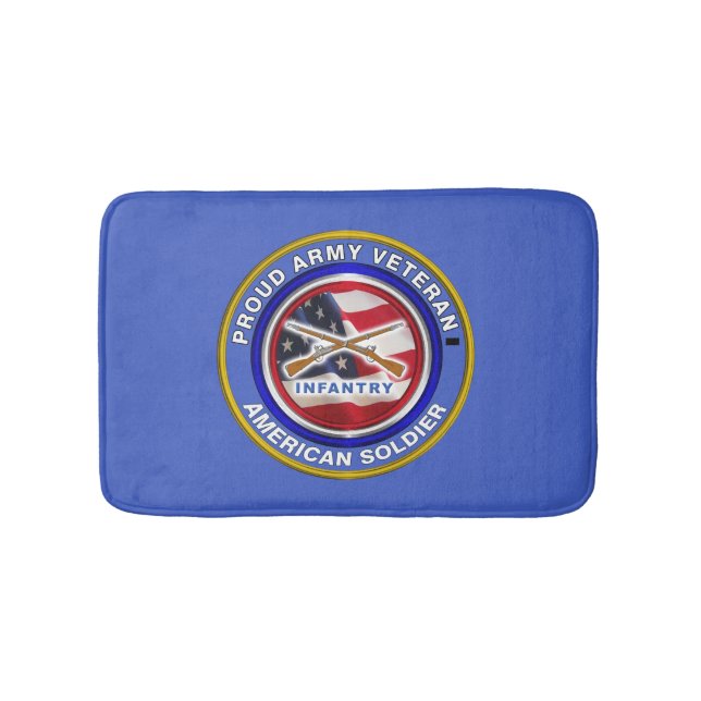 Proud Army Veteran Infantry Soldier Bath Mat (Front)