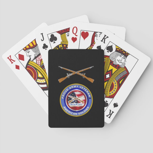 Proud Army Veteran Infantry Soldier Playing Cards (Back)