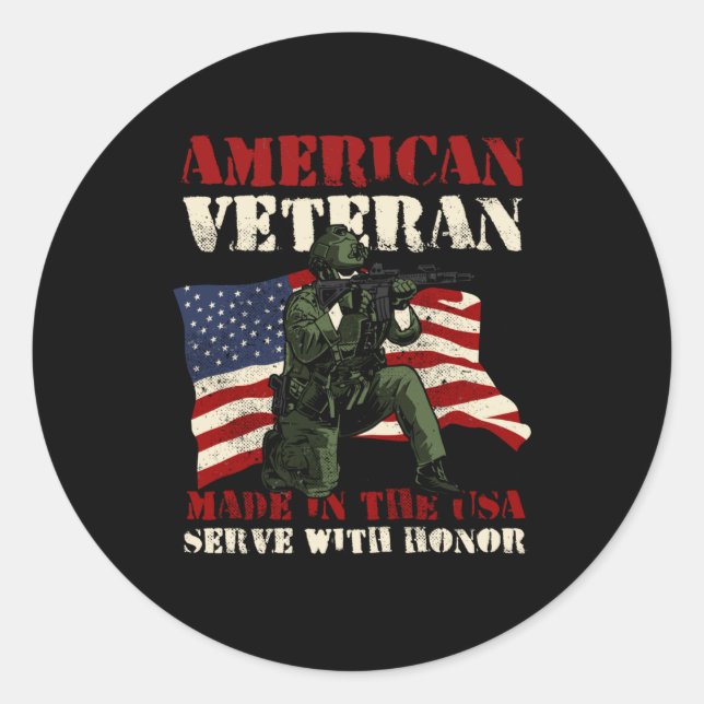 Proud Army Veteran USA Soldier United States´ Classic Round Sticker (Front)