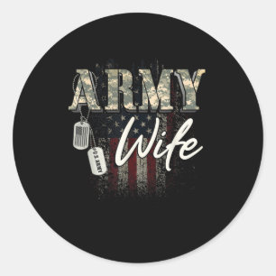 Proud Army Wife American Veteran Military Gift Classic Round Sticker