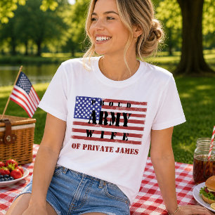 Proud Army Wife Shirt Patriotic Flag T-shirt