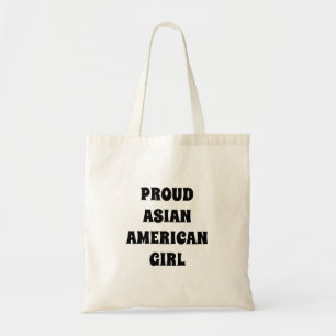 Proud Asian American Girl, black white Tote Bag