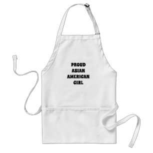 Proud Asian American Girl black white typography Standard Apron
