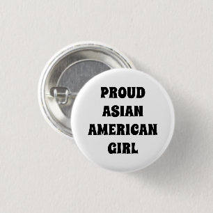 Proud Asian American Girl white black typography 3 Cm Round Badge