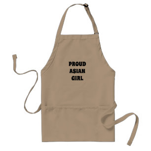 Proud Asian Girl, black white Adult Apron