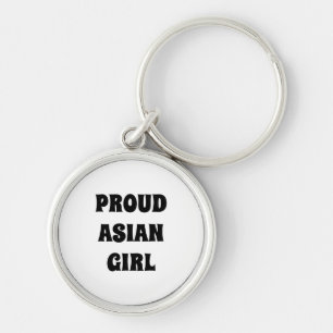 Proud Asian Girl, black white Keychain