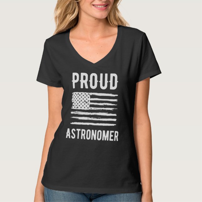 Proud Astronomer Profession American Flag T-Shirt (Front)