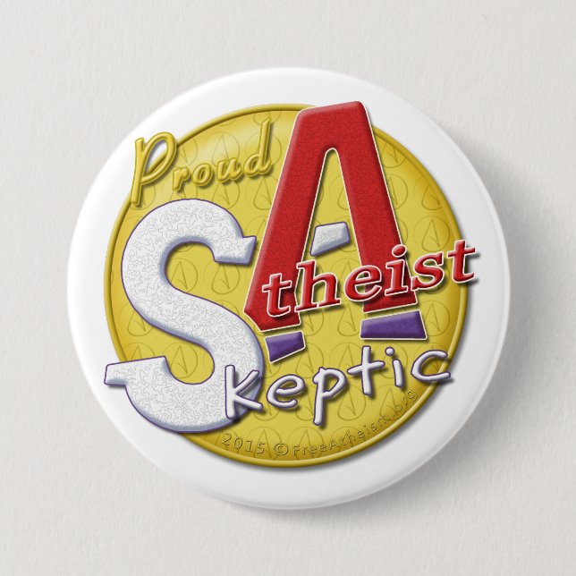 Proud Atheist Sceptic button (Front)
