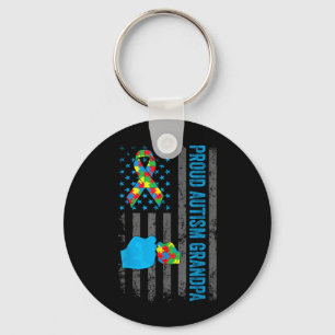 Proud Au Grandpa Aamerican Flag Au Awareness Key Ring