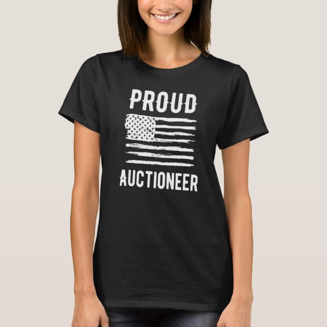 Proud Auctioneer Profession American Flag Premium T-Shirt (Front)