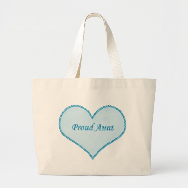 Proud Aunt Bag, Blue Large Tote Bag (Front)