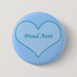 Proud Aunt Button, Blue 6 Cm Round Badge