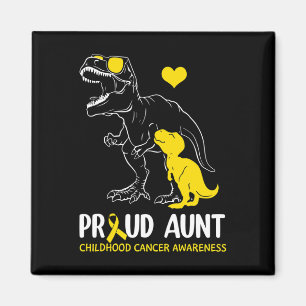 Proud Aunt Childhood Cancer Awareness Dinosaur Gol Magnet