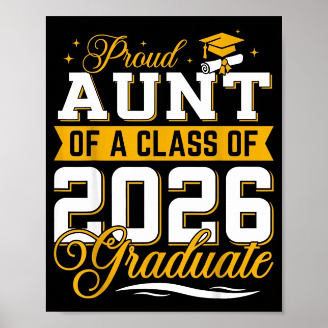 Proud Aunt Class 2026 Graduate Illustration Poster (Front)