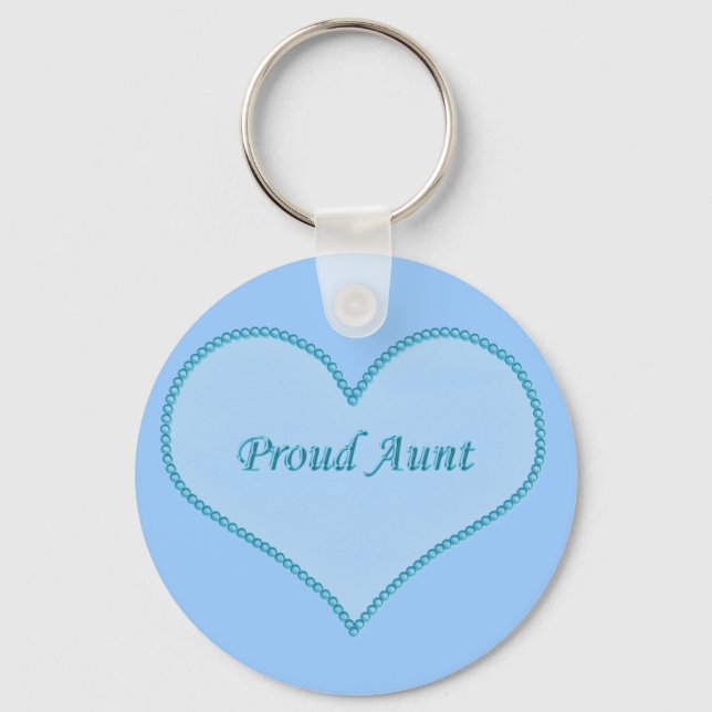 Proud Aunt Keychain, Blue Key Ring (Front)