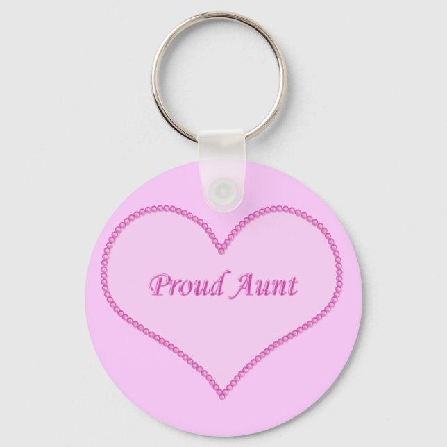 Proud Aunt Keychain, Pink Key Ring (Front)