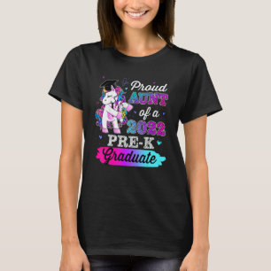 Proud Aunt Of 2022 Pre-K Graduate Flossing Unicorn T-Shirt