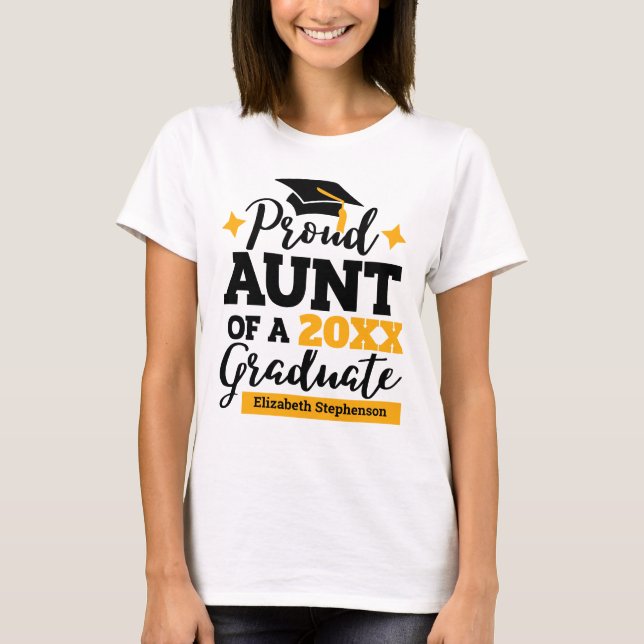 Proud Aunt of a 2022 graduate black gold tassel T-Shirt (Front)