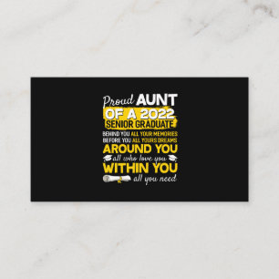 Proud Aunt Of A 2022 Senior Graduate Senior 22 Business Card